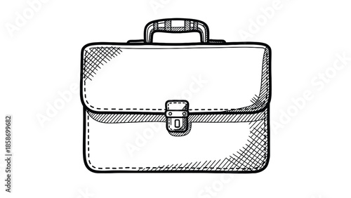 Professional Leather Briefcase: Classic Black and White Sketch for Business, Office, and Travel