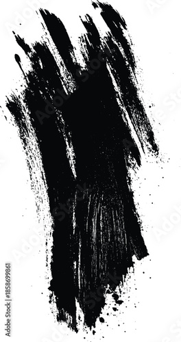 Black brush stroke on white background. Abstract black in splash, paint, brush strokes, stain grunge isolated on white background, Black staine brush, grunge banner, hand drawn splash,	
