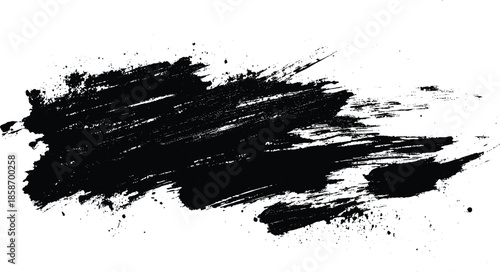 Black Watercolour paint brush splash. Black paint brush stroke texture ochre watercolor isolated on a white background