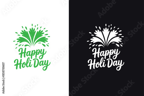 Vibrant Holi Day Celebration with Colorful Splatters on Contrasting Backgrounds