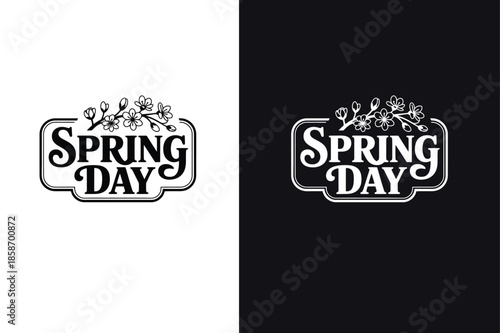 Spring Day Illustration Featuring Floral Elements on Contrasting Backgrounds