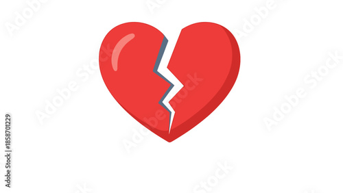 A broken red heart on a black background symbolizing love and heartbreak