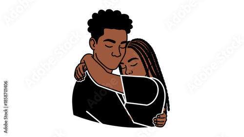 A loving couple embracing each other with happiness and affection in a tender moment