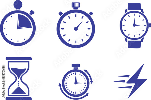 , hourglass, stopwatch,  wristwatch,  countdown timer, lightning bolt.eps