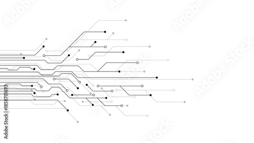 Technology black circuit diagram concept. High-tech circuit board connection system . Vector abstract technology on a white background.