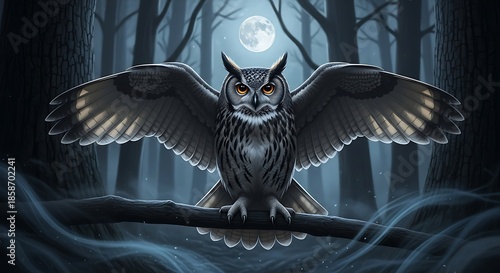 Owl Night Forest.