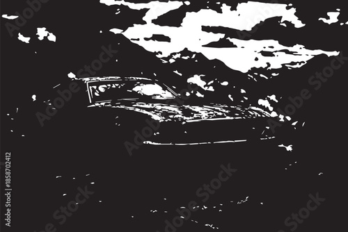 Abandoned Muscle Car Mountain Grunge