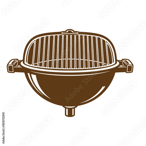 Vintage Brown barbecue grill with lid and handles on both sides  outdoor cooking equipment