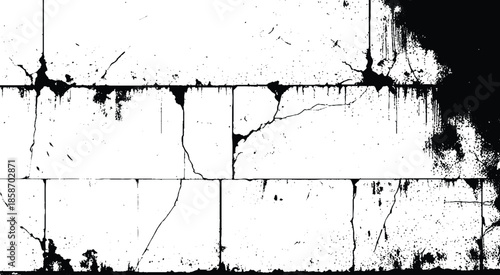 Crack and scratched grunge dust wall urban background texture vector. crack cement wall texture. black textured grainy cracked ground lines isolated on white. distressed overlay grainy texture.