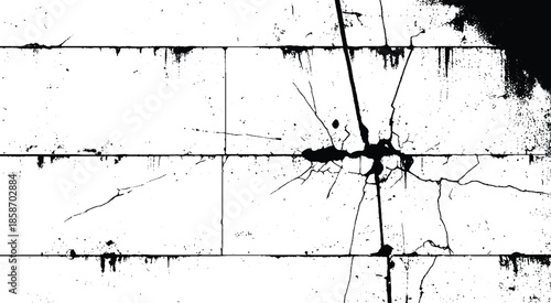 Crack and scratched grunge dust wall urban background texture vector. crack cement wall texture. black textured grainy cracked ground lines isolated on white. distressed overlay grainy texture.