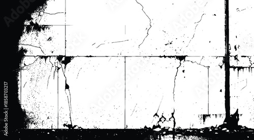 Distress overlay vector textures. Vector cracks, breaks on land surface. 