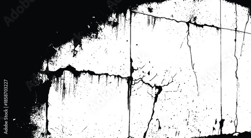 Distress overlay vector textures. Vector cracks, breaks on land surface. 