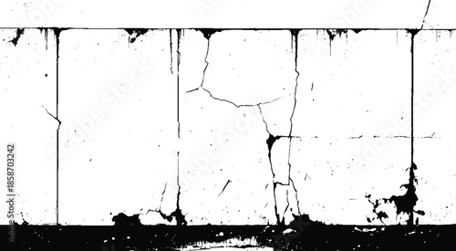 Cracked ground, ground distress texture, damage texture. old wall background crack vector, grunge texture.