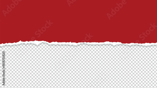 Red paper with torn edge and transparent background vector stock