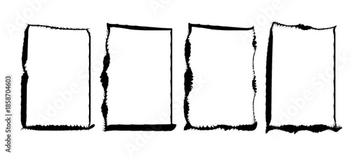 Set of gothic style Halloween frames with black spiky outlines hand drawn vector illustration of a pencil