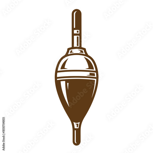 Vintage Brown fishing float with line and hook isolated on white background  simple illustration for design