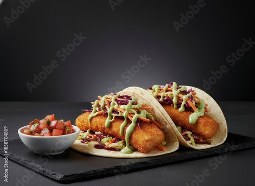 Crispy Golden Fish Tacos with Vibrant Coleslaw Zesty Sauce and Fresh Pico De Gallo