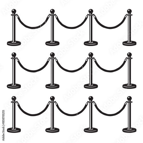 Black stanchions with ropes for queue management