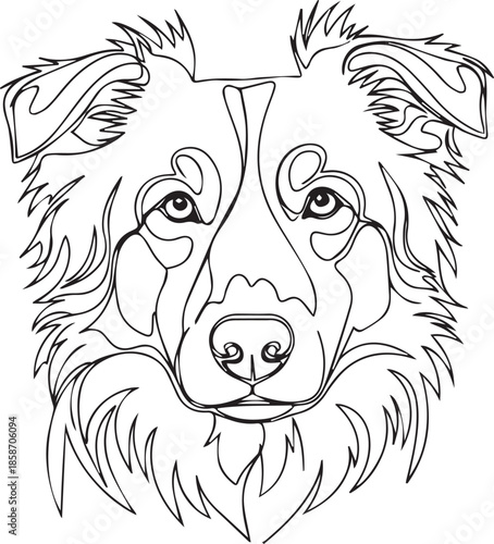 Line art portrait of a dog