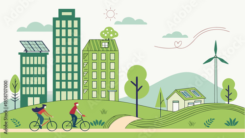 Sustainable Urban Living Green City with Renewable Energy and Bicycles