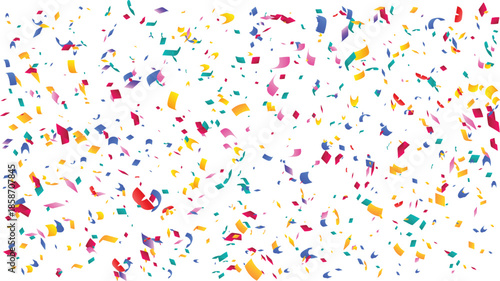 Colorful confetti explosion falling against a pure, perfect for celebration and party themes
