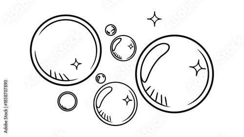 A collection of sparkling clean transparent bubbles in various sizes