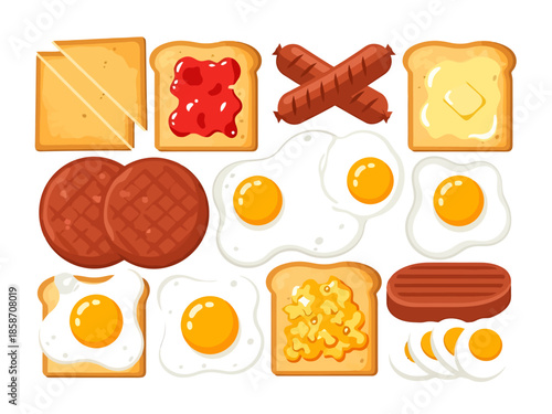 Wholesome Breakfast Meal Elements Assortment for Culinary Designs
