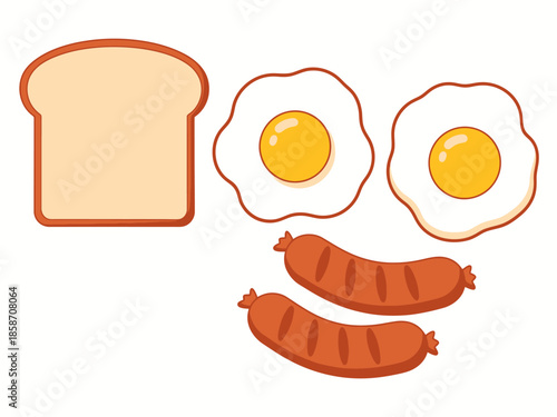 Breakfast Meal Elements Arranged as a Smiley Face Composition