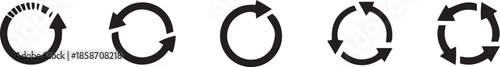 circle arrow icon set, containing refresh, rotation, reload, Repeat and more, recycle symbol Vector illustration