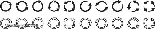circle arrow icon set, containing refresh, rotation, reload, Repeat and more, recycle symbol Vector illustration