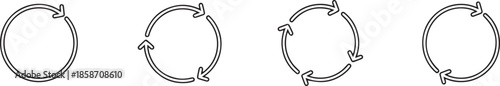 Set of circle arrows rotating icon, Round reload, Refresh, recycle, loop rotation, Circular rotation loading, redo process, Vector illustration