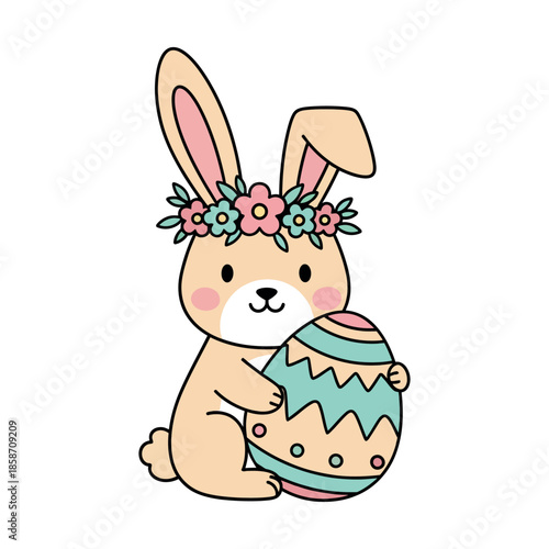 Happy easter bunny and egg t shirt design, Easter design element