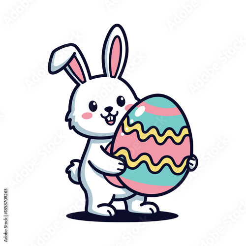 Happy easter bunny and egg t shirt design, Easter design element