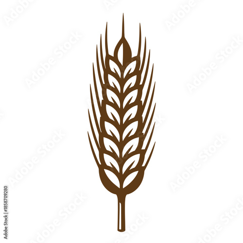 Vintage Brown wheat ear illustration isolated on white background for food or agriculture concepts