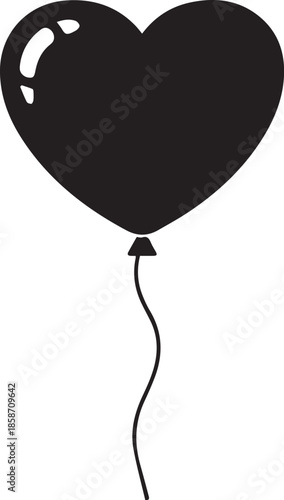Black heart balloon floating