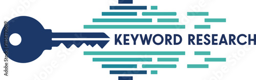 Keyword Research Concept Illustration with Blue Key