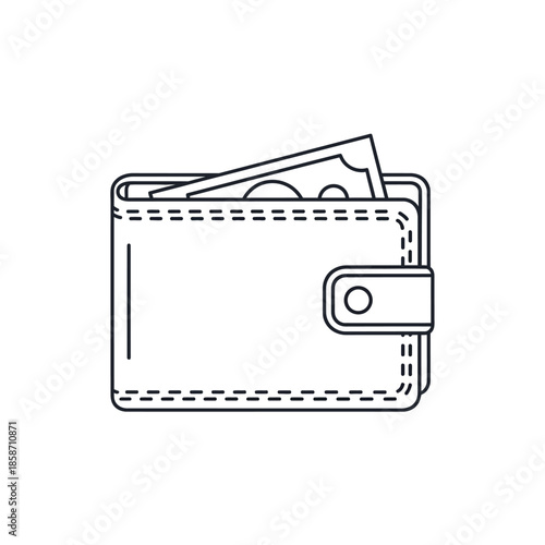 Minimalistic Wallet with Cash Illustration for Financial and Business Concepts