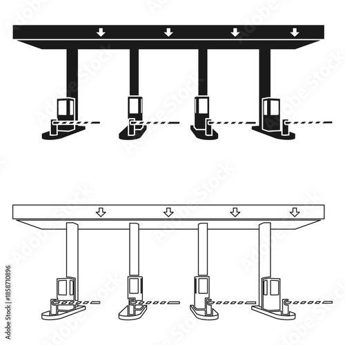 silhouette of toll booth vector illustration isolated on white background.