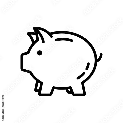Simple Black and White Line Drawing of a Pig for Kids Illustration or Educational Material