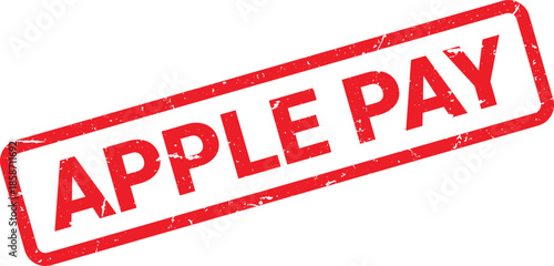 Distressed Red Apple Pay Stamp with Grunge Texture on White Background for Fintech and Mobile Payments
