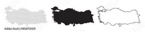 Turkey Map With Dotted Pattern Isolated on White Background