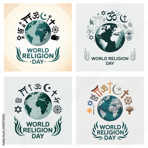World Religion Day Global Unity with Diverse Religious Symbols