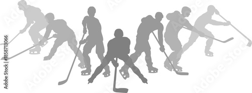 Photography Silhouette ice hockey player set