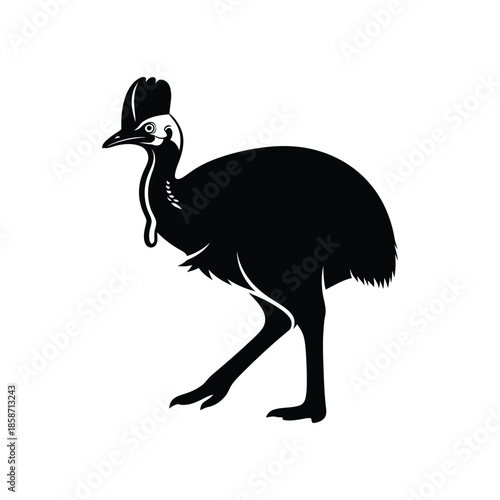 A cassowary bird silhouette vector art illustration