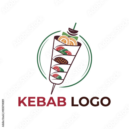 kebab logo design silhouette vector line art logo design
