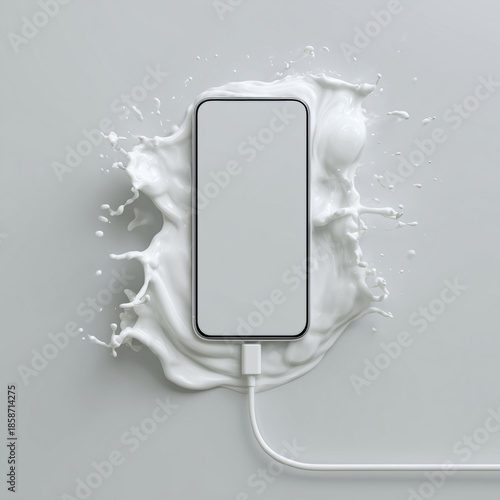 Melting smartphone abstract digital overload concept unplugged