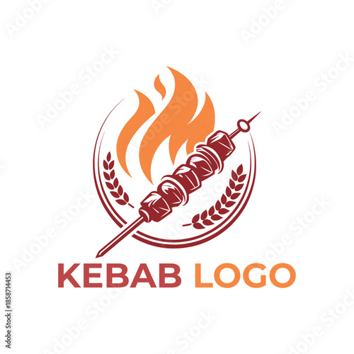 kebab logo design silhouette vector line art logo design

