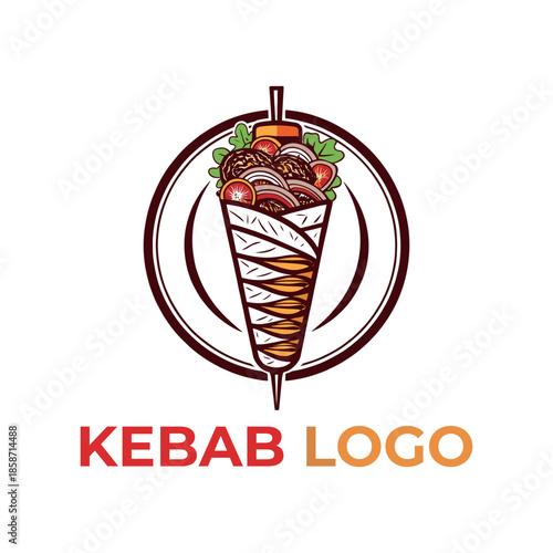 kebab logo design silhouette vector line art logo design
