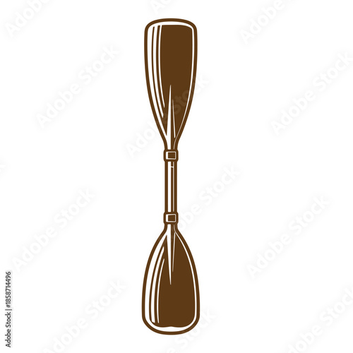Vintage brown double sided paddle for kayaking or canoeing on water sports equipment