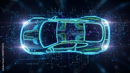 Futuristic Autonomous Car Technology Blueprint